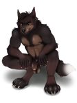  2018 4_toes 5_fingers anthro balls black_nose canine claws digital_media_(artwork) enro footpaw_fetish fur hair heyitsheaps hindpaw looking_at_viewer male mammal nipples nude pawpads paws pecs penis piercing pubes smile solo teeth toe_claws toes were werewolf wolf 
