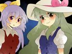  bad_id bad_pixiv_id blouse bow brown_eyes comic dress green_hair hair_bow hammer_(sunset_beach) hat long_hair multiple_girls purple_eyes purple_hair silent_comic sun_hat touhou very_long_hair watatsuki_no_toyohime watatsuki_no_yorihime 