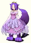  amputee crown dress monster_girl new_years_(artist) original paws pink_eyes purple_hair smile tail 