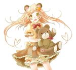  animal_ears blonde_hair bloomers blush bow extra girl_with_bear_(madoka_magica) gloves hair_ornament heart long_hair lunica mahou_shoujo_madoka_magica open_mouth simple_background skirt smile solo stuffed_animal stuffed_toy teddy_bear underwear yellow_eyes 