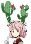  bad_id bad_pixiv_id bandages cactus face ibaraki_kasen peptide pink_hair plant red_eyes short_hair solo thumbs_up touhou 
