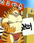  biceps big_muscles body_markings chizu feline fundoshi male mammal markings muscles outside pecs solo standing stripes tiger topless underwear 