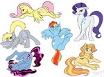  butt c4tspajamas cutie_mark derpy_hooves_(mlp) equine female feral fluttershy_(mlp) friendship_is_magic fur group hasbro horn horse mammal my_little_pony pegasus plain_background pony rainbow_dash_(mlp) rarity_(mlp) unicorn white_background wings 