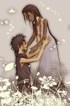  bleach dark_skin hisagi_shuuhei hug reggae359 tousen_kaname yaoi 