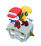  cave_story chibi curly_brace gun headphone monjya plain_background quote_(cave_story) ranged_weapon standing video_games weapon white_background 