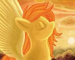  clouds equine female feral friendship_is_magic hair hasbro horse ikittytaill_(artist) mammal my_little_pony orange orange_hair orange_theme pegasus pony solo spitfire_(mlp) sun warm_colors wings wonderbolts_(mlp) 