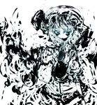  abstract bad_id bad_pixiv_id bat_wings blue blue_eyes bow f7(eiki) hat hat_bow highres monochrome remilia_scarlet solo touhou wings wrist_cuffs 
