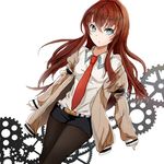  bad_id bad_pixiv_id black_legwear blue_eyes brown_hair gears jacket legwear_under_shorts long_hair makise_kurisu necktie pantyhose red_neckwear short_shorts shorts solo steins;gate toremoro_(yuka09144) 