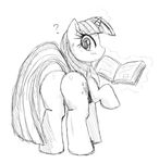  black_and_white butt cutie_mark equine female feral friendship_is_magic hasbro horn horse looking_at_viewer mammal monochrome my_little_pony plain_background pony solo sssonic2 twilight_sparkle_(mlp) unicorn white_background 
