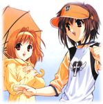  hat kaho_(sister_princess) mamoru_(sister_princess) multiple_girls sister_princess tenhiro_naoto umbrella visor_cap 