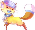  canine collar cub cute feral fox hat looking_at_viewer mammal plain_background pok&#233;walker pokewalker solo star transparent_background vengefulspirits young 
