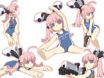  ahoge bad_id bad_pixiv_id flexible gun hoihoi-san ichigeki_sacchuu!!_hoihoi-san obomugera one-piece_swimsuit robot_ears stretch swimsuit weapon 