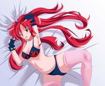  absurdres bikini gloves highres lingerie long_hair mismatched_gloves panties pink_legwear red_hair spread_legs swimsuit tengen_toppa_gurren_lagann thighhighs very_long_hair yoko_littner 