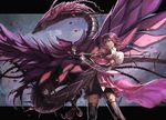  black_legwear black_rose_dragon brown_eyes card duel_disk duel_monster fingerless_gloves gloves izayoi_aki pixiv_thumbnail red_hair resized smile sura yu-gi-oh! yuu-gi-ou_5d's 