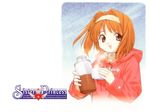  copyright_name hairband kaho_(sister_princess) logo sister_princess snowing solo tenhiro_naoto thermos wallpaper 