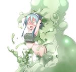  blob blue_hair bottomless frfr monster navel_insertion original rape slime yellow_eyes 