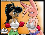  black_hair boxing boxing_gloves breasts fabio_paulino female hair juanomorfo kangaroo ko mammal marsupial sweat sweatdrop 