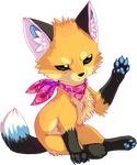  bandanna canine cub feral fox looking_at_viewer mammal pawpads plain_background solo transparent_background vengefulspirits young 
