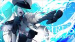  absurdres aqua_hair bad_id bad_pixiv_id closed_eyes gloves hair_over_one_eye hat hatsune_miku highres long_hair open_mouth peaked_cap solo sword twintails vocaloid weapon 