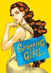  bag brown_hair jojo_no_kimyou_na_bouken lipstick long_hair looking_back makeup nail_polish orange_eyes orange_lipstick shopping_bag sleeveless solo wavy_hair yamagishi_yukako yasuhito_(yasu_no_e) 