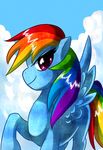  clouds cool_colors equine female feral flying friendship_is_magic hasbro mammal my_little_pony pegasus rainbow_dash_(mlp) silversoulheart smile solo wings 