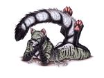  blue_eyes civet female hindpaw looking_at_viewer nude paws plain_background qzurr solo white_background 