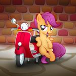  dcpip equine female feral friendship_is_magic hasbro horse mammal my_little_pony pegasus pony pose purple_eyes scootaloo_(mlp) scooter solo standing vespa wings young 