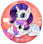  &hearts; alpha_channel cool_colors cub cutie_mark equine female feral friendship_is_magic fur happy_birthday hasbro horn horse mammal mn27 my_little_pony plain_background pony rarity_(mlp) sibling siblings sisters sweetie_belle_(mlp) transparent_background unicorn white_fur young 