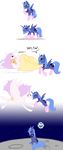  alicorn bed blue_hair comic crown cutie_mark duo emeralddarkness equine female feral friendship_is_magic hair hasbro horn horse mammal moon my_little_pony overreaction pegacorn plain_background pony princess_celestia_(mlp) princess_luna_(mlp) sibling siblings sisters socks static_electricity tail to_the_moon trick white_background winged_unicorn wings 