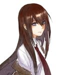  bad_id bad_pixiv_id brown_hair face jacket kokutan_kitsunen long_hair makise_kurisu necktie purple_eyes simple_background sketch solo steins;gate 