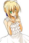  ahoge artoria_pendragon_(all) blonde_hair dress fate/stay_night fate_(series) fue_(rhomphair) green_eyes lowres saber solo 