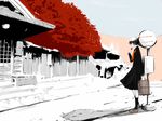  architecture bad_id bad_pixiv_id black_hair bus_stop copyright_request east_asian_architecture emukami flower school_uniform solo tree 