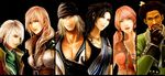  3girls bad_id bad_pixiv_id blue_eyes column_lineup final_fantasy final_fantasy_xiii hope_estheim lightning_farron lips long_hair multiple_boys multiple_girls oerba_dia_vanille oerba_yun_fang pink_hair sazh_katzroy snow_villiers tsuyomaru 