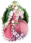  ascot bad_id bad_pixiv_id circle finger_to_face flower green_hair hair_flower hair_ornament kazami_yuuka lips plant red_eyes ringpearl short_hair skirt skirt_set solo touhou vest vines 