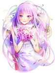 blush copyright_name dress flower hanamura_mai happy long_hair pink_hair purple_eyes smile sophie_(tales) tales_of_(series) tales_of_graces very_long_hair 