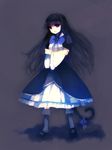  black_dress blue_hair bow crossed_arms dress european_clothes frederica_bernkastel kneehighs long_hair mary_janes purple_eyes shoes tail umineko_no_naku_koro_ni violet_eyes 