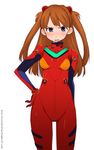  :o angry bad_id bad_pixiv_id blue_eyes blush bodysuit bracer breasts brown_hair cowboy_shot gloves hair_ornament hand_on_hip kari_(kakko_k) long_hair looking_at_viewer neon_genesis_evangelion number open_mouth pilot_suit plugsuit shouting simple_background small_breasts solo souryuu_asuka_langley standing turtleneck two_side_up v-shaped_eyebrows watermark web_address white_background 