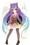  absurdres animal_ears bunny_ears full_body gradient_hair highres long_hair multicolored_hair purple_hair red_eyes reisen_udongein_inaba skirt solo standing sukage thighhighs touhou transparent_background zettai_ryouiki 