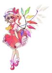  blonde_hair flandre_scarlet grin hat mary_janes petticoat red_eyes shio_(kuroame) shoes smile solo touhou wings 