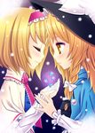  alice_margatroid bad_id bad_pixiv_id blonde_hair cupping_hands kirisame_marisa minatsuki_alumi multiple_girls touhou yellow_eyes yuri 