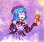  &gt;:3 :3 beret blue_eyes blue_hair bow chibi crossdress crossdressing dress elbow_gloves fang furfur gloves hat ribbon smile trap umineko_no_naku_koro_ni zepar 