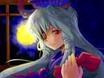  ex-keine hat horns kamishirasawa_keine long_hair monolith_(suibou_souko) moon red_eyes silver_hair solo touhou transformation 