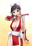  bow breasts cleavage cosplay fatal_fury hair_bow large_breasts love_plus pelvic_curtain ponytail shiranui_mai shiranui_mai_(cosplay) solo takane_manaka the_king_of_fighters ueyama_michirou 