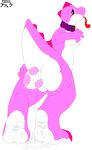  breasts cloaca dinosaur edit egg female mario_bros nintendo oviposition pink pink_body plain_background pussy_juice raised_tail scalie solo tail tongue unknown_artist video_games white_background yoshi 
