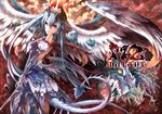  backless_outfit bad_id bad_pixiv_id blue_dress blue_hair claws detached_sleeves dragon dress head_wings horns long_hair low_wings original red_eyes scales senzi solo tail wings 