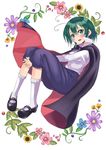  antennae cape dress_shirt flower green_eyes green_hair hands_clasped mary_janes own_hands_together pants shirt shoes socks solo sora-bozu touhou v_arms white_legwear wriggle_nightbug 