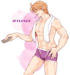  bad_id bad_pixiv_id blonde_hair blue_eyes blush boxers controller keith_goodman male_focus male_underwear muscle remote_control solo tiger_&amp;_bunny towel underwear zihad 