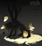  black_eyes black_sclera brown brown_background brown_fur canine character_profile claws cream_fur earth_elemental elemental esk fur glowing long_tail mammal pawprint plain_background profile roots sullivan tail tree unknown_species weird white_markings wood 
