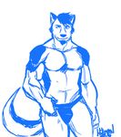  blue canine dog enydimon goatee jockstrap male muscles sketch solo 