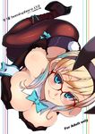  :q bad_id bad_pixiv_id blonde_hair blue_eyes blush bow breast_hold breasts bunnysuit cleavage elbow_gloves fishnet_pantyhose fishnets glasses gloves high_heels kusanagi_tonbo large_breasts long_hair looking_at_viewer original pantyhose shoes solo tongue tongue_out wrist_cuffs 